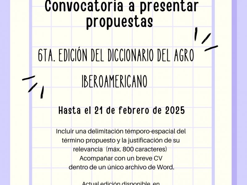 Convocatoria: propuestas para la 6ta edición del Diccionario del agro iberoamericano